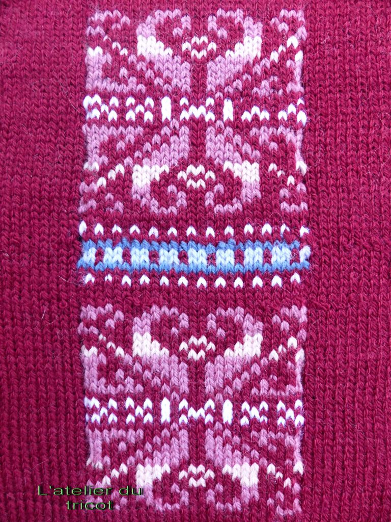 Jacquard fair isle tricoté sur machine à tricoter Silver reed SK 280
